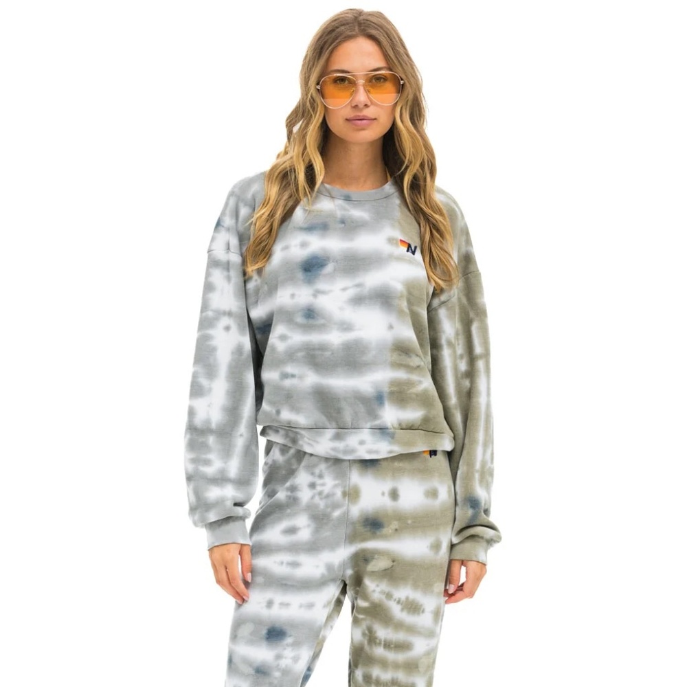 Aviator Nation Gray and Olive Tie-Dye Sweat Set